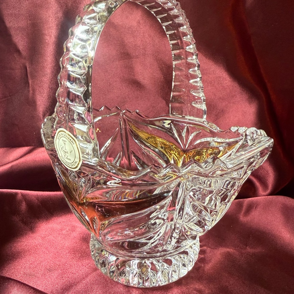 Crystal Clear Glass Basket 24% Lead Crystal Made In Germany